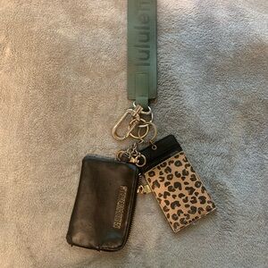 Lululemon Keychain with Black and Leopard Pouches